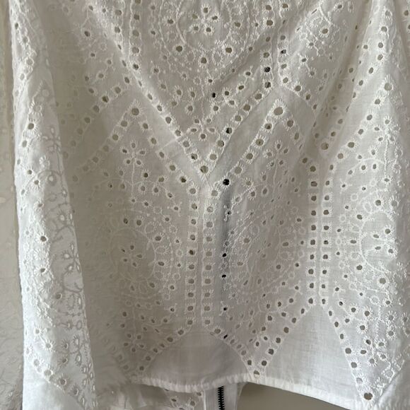 New no tags socialite crochet puff sleeve crop top large - Picture 5 of 8